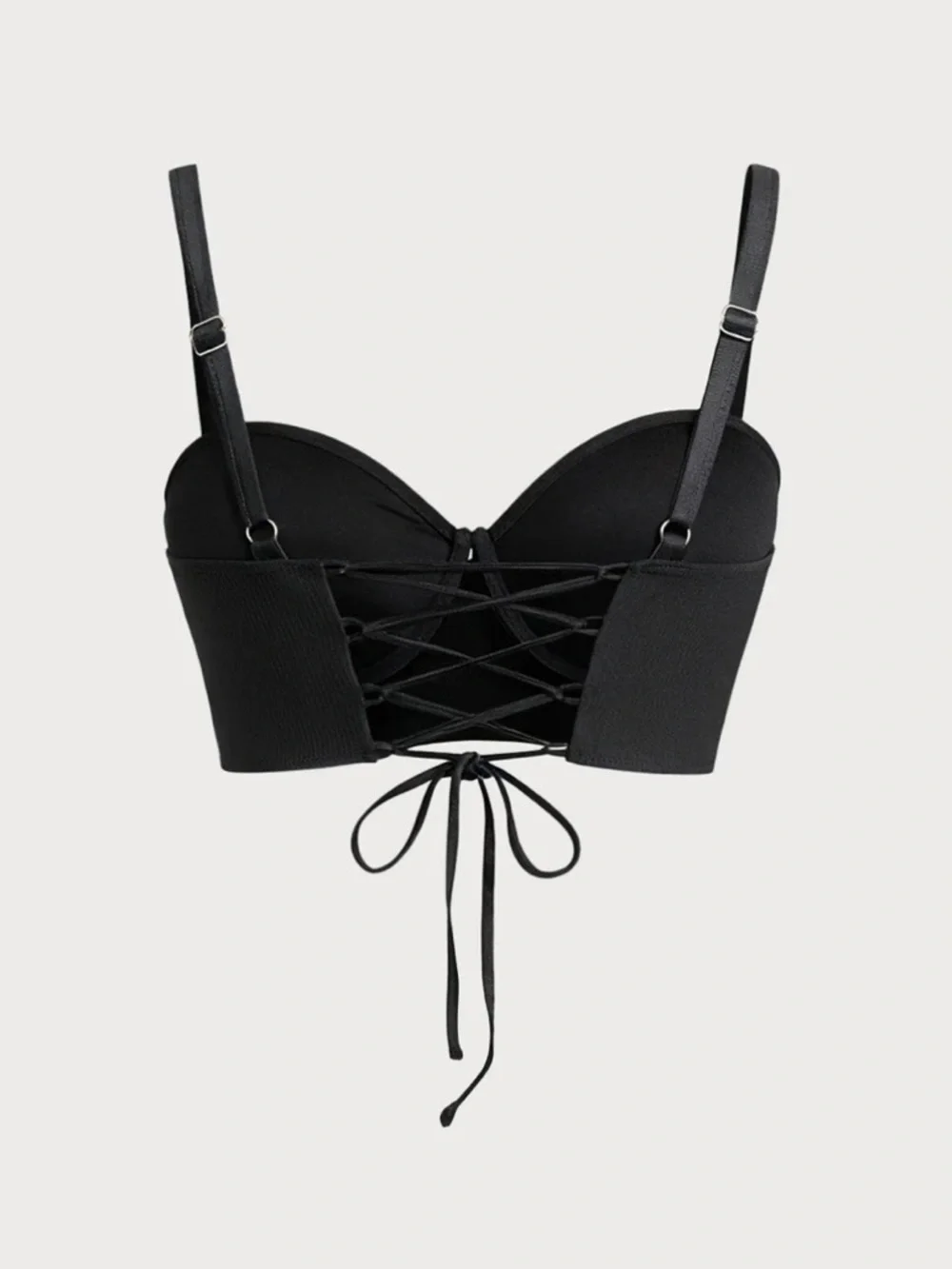 Black Underwire Strappy Plus Size Bikini Top